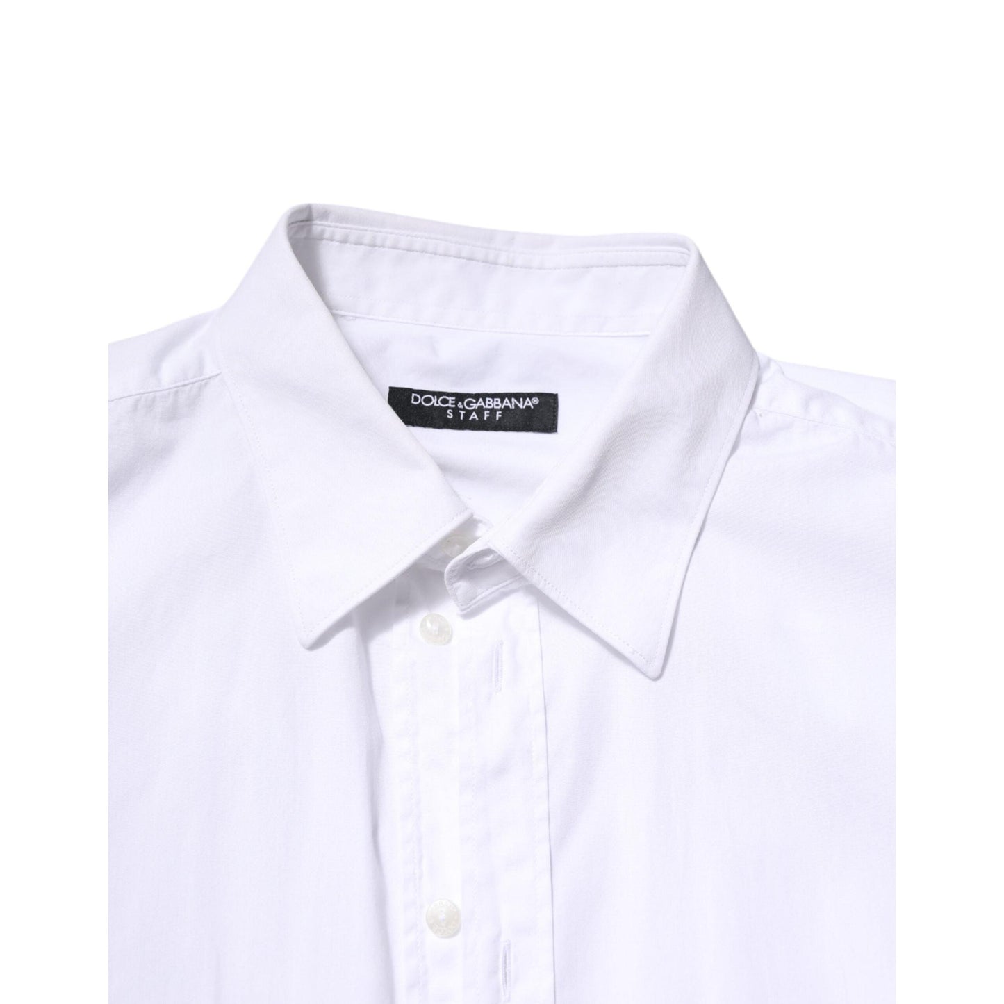 Dolce & Gabbana White Cotton STAFF Long Sleeves Forma Shirt