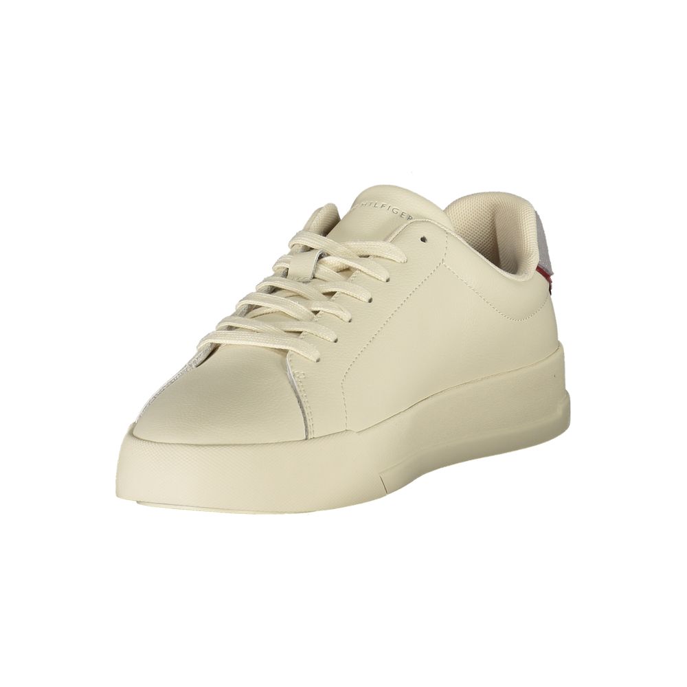 Tommy Hilfiger Beige Leather Men Sneakers