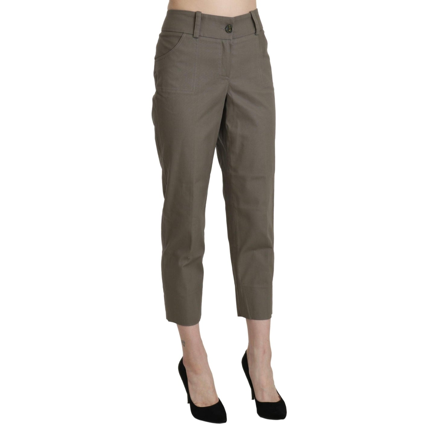 BENCIVENGA Gray High Waist Cropped Dress Trouser Pants