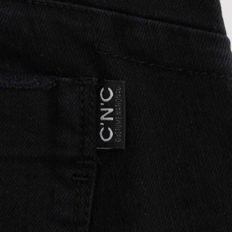 Costume National Black Cotton Slim Fit Cropped Jeans