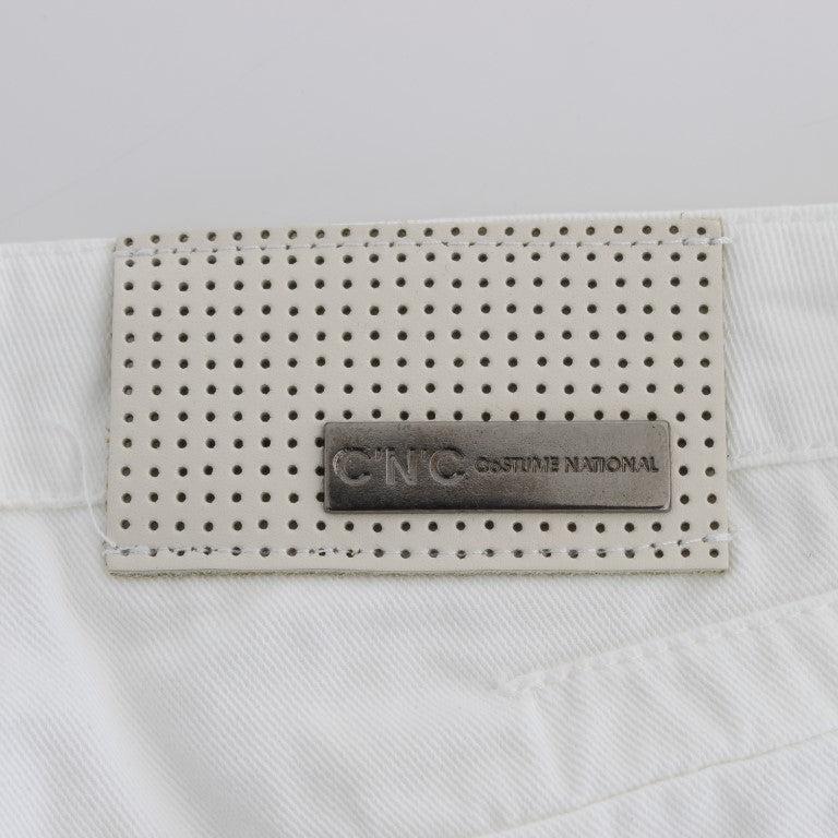 Costume National White Cotton Slim Fit Denim Bootcut Jeans