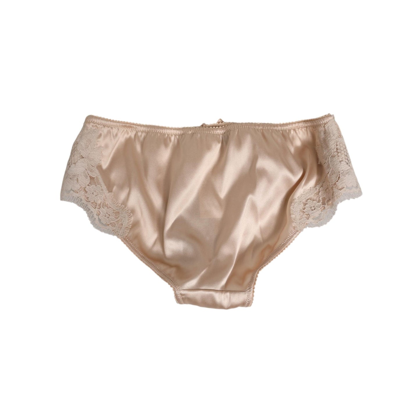 Dolce & Gabbana Beige Silk Satin Floral Lace Panty Brief Underwear