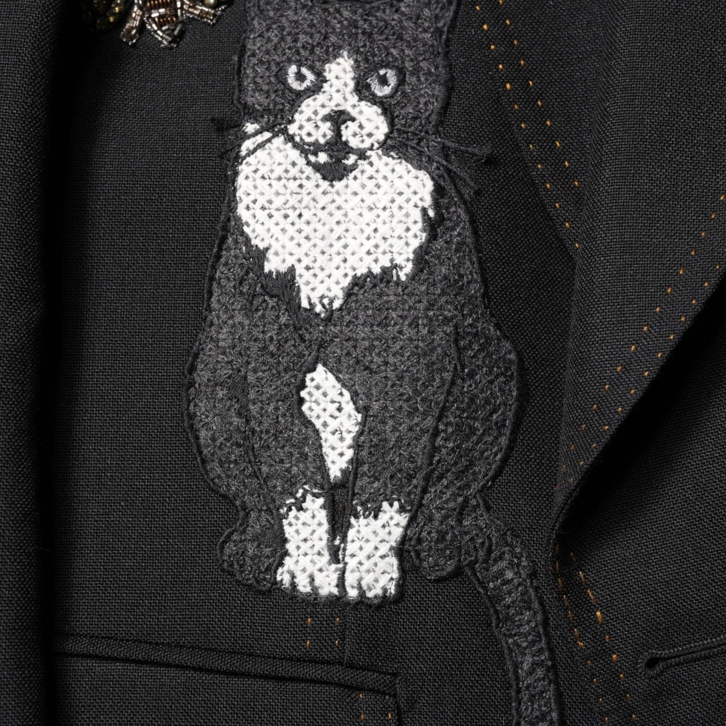 Dolce & Gabbana Black Bee Crown Embellished Suit Coat Blazer