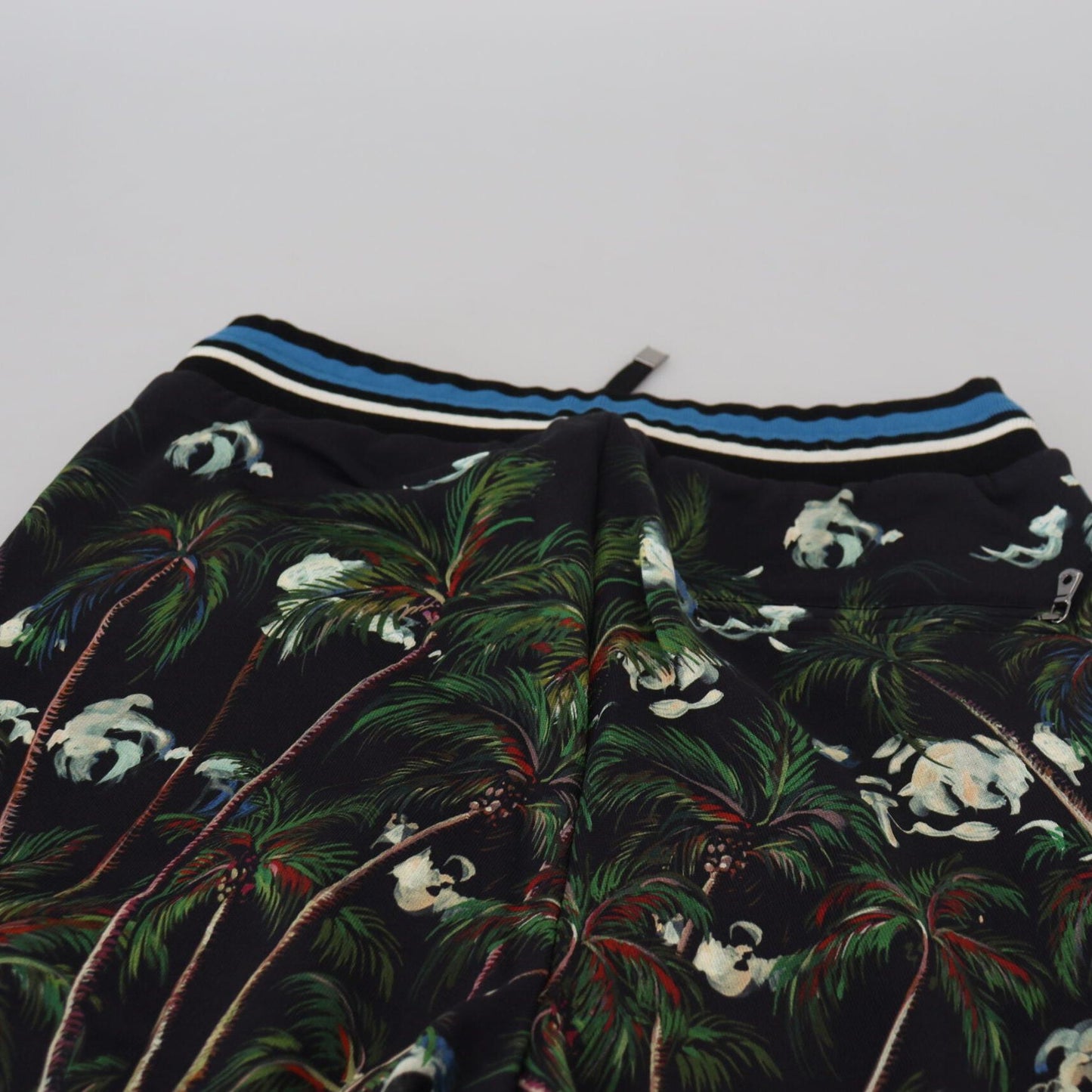 Dolce & Gabbana Black Cotton Volcano Print Casual Shorts