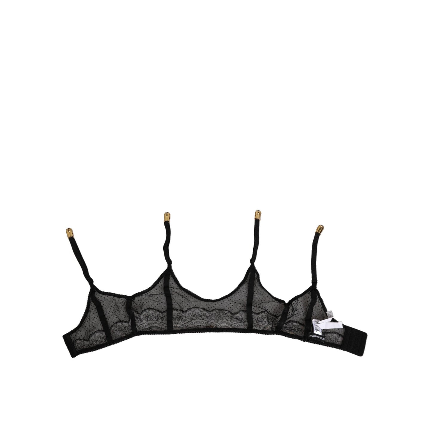 Dolce & Gabbana Black Floral Lace Nylon Strap Garter Underwear