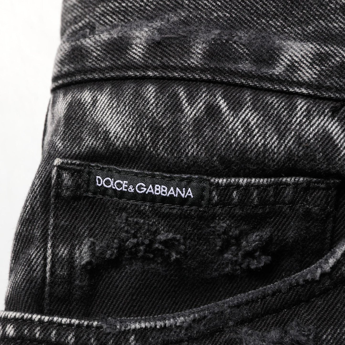 Dolce & Gabbana Black Washed Ripped Loose Cotton Denim Jeans