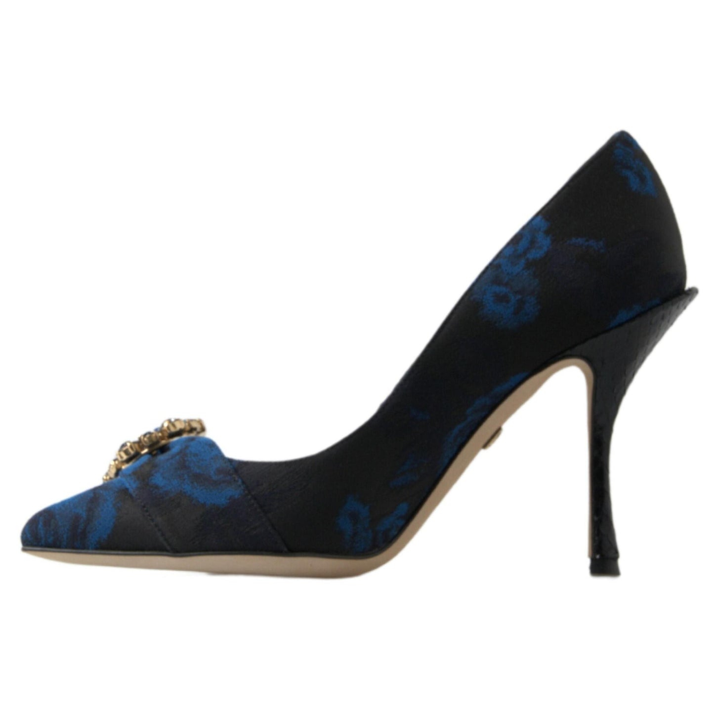 Dolce & Gabbana Blue Floral Ayers Crystal Pumps Shoes