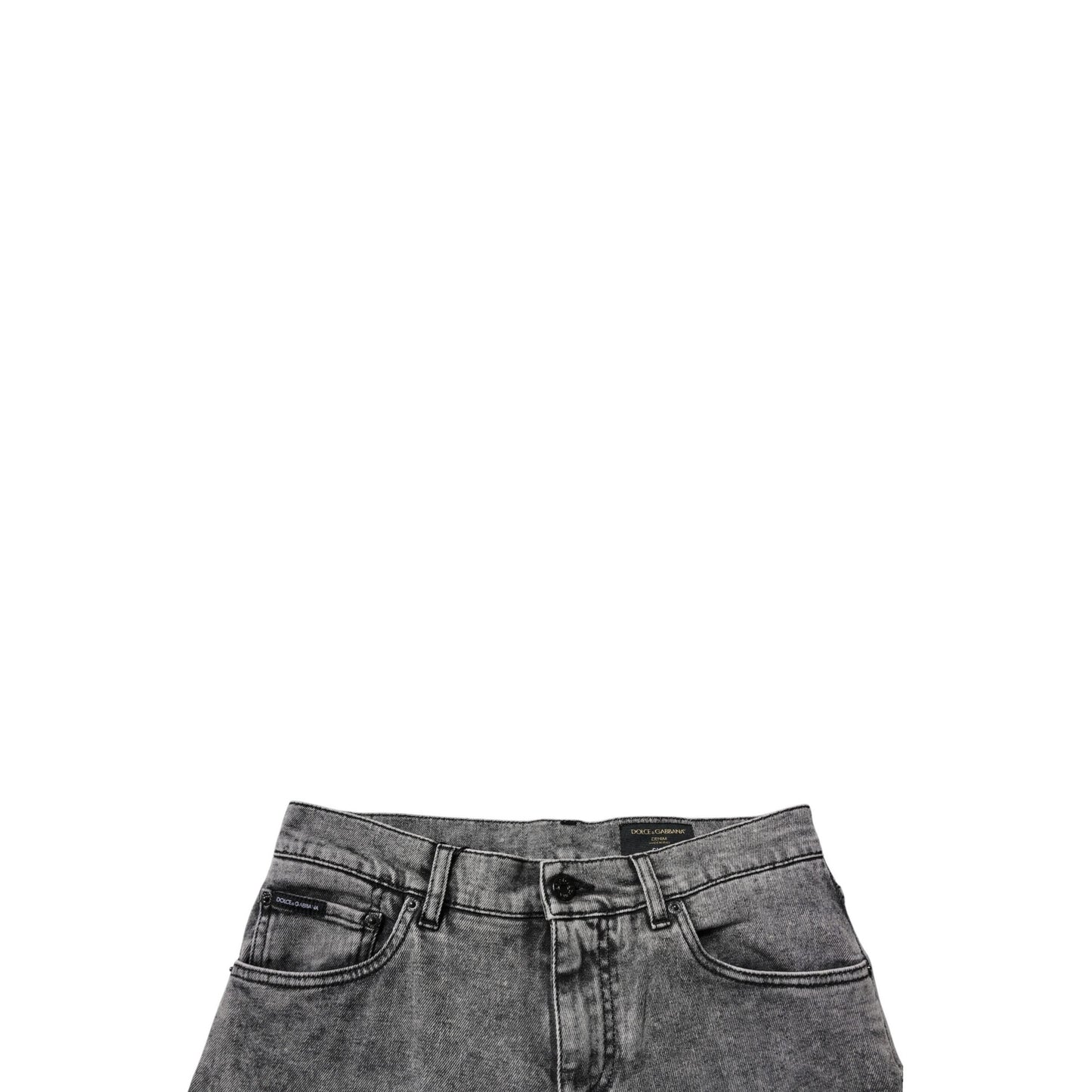 Dolce & Gabbana Dark Gray Washed Cotton Slim Fit Denim Jeans