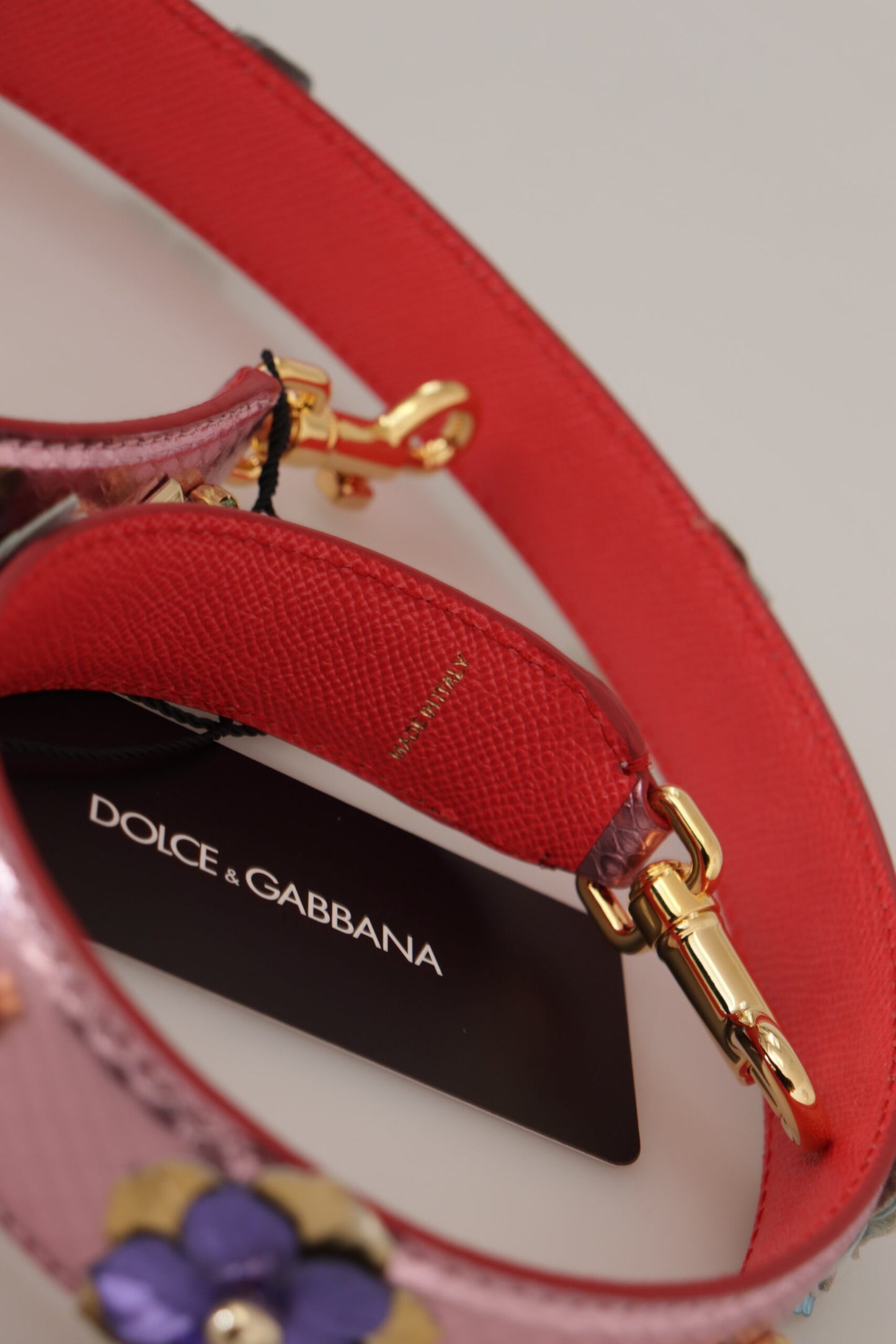 Dolce & Gabbana Metallic Pink Læder Studded Skulder Strap