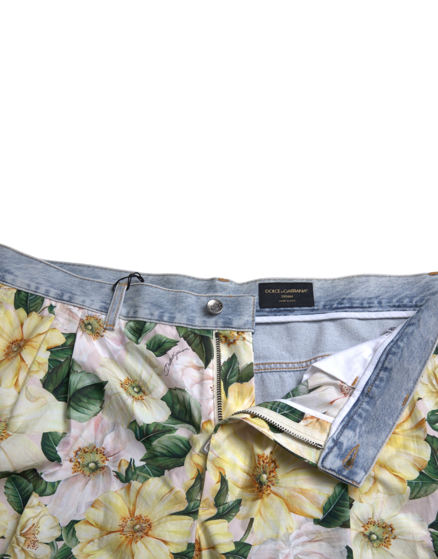 Dolce & Gabbana Multifarve Floral Print Denim Bermuda Shorts