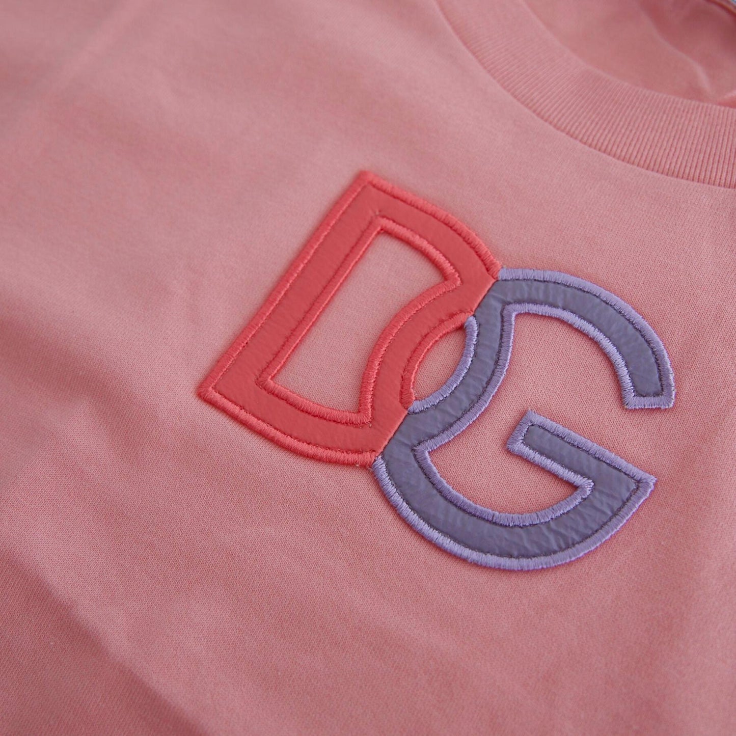 Dolce & Gabbana Pink Cotton DG Logo Crew Neck Tank T-shirt