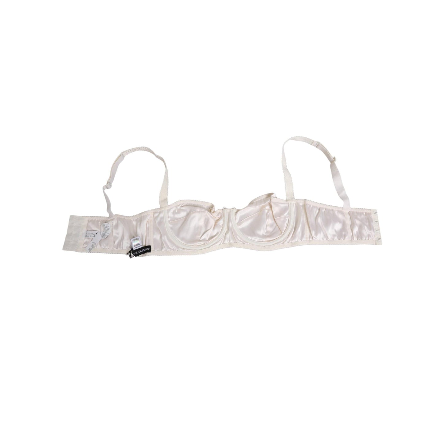 Dolce & Gabbana White Silk Satin Balconnet Lingerie Bra Underwear
