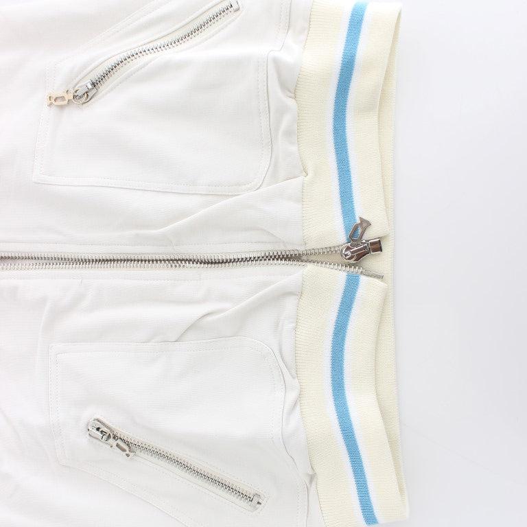 John Galliano White Mock Zip Cardigan Sweatshirt Sweater