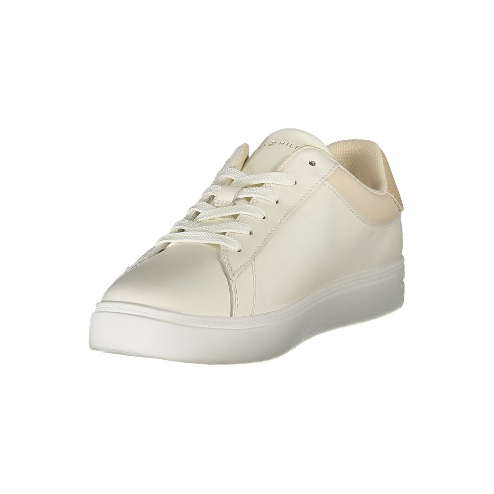 Tommy Hilfiger Beige Leather Women Sneakers