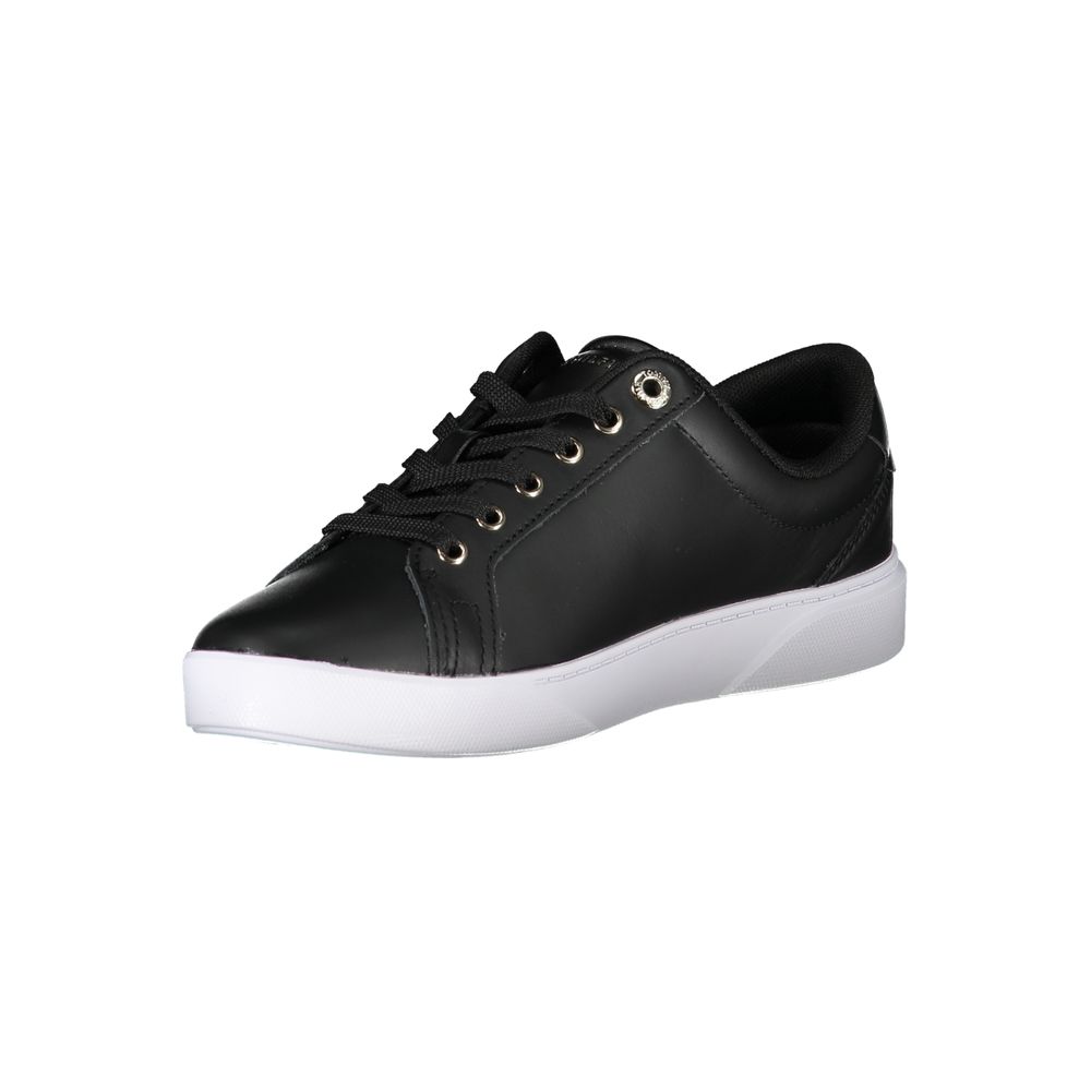 Tommy Hilfiger Black Leather Women Sneakers
