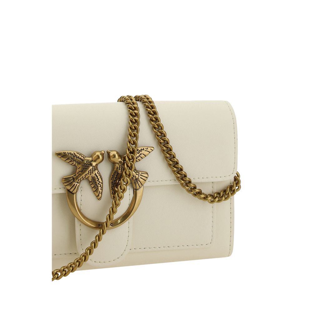 PINKO White Calf Leather Bos Taurus Shoulder Bag