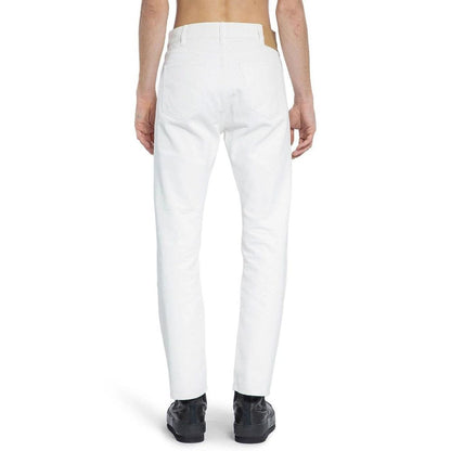 Celine White Cotton Straight-Leg Jeans