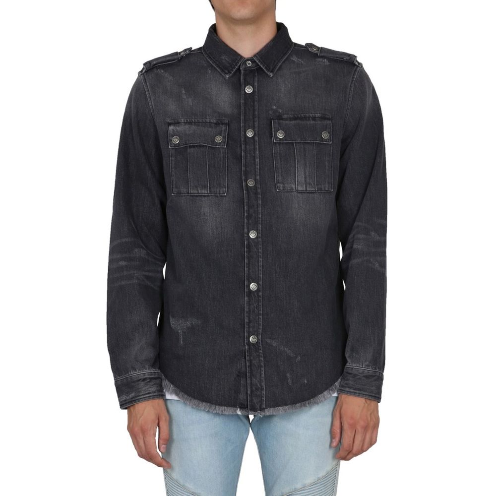 Balmain Black Denim Shirt