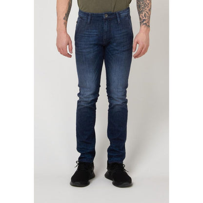 Gas Blue Cotton Slim Fit Jeans