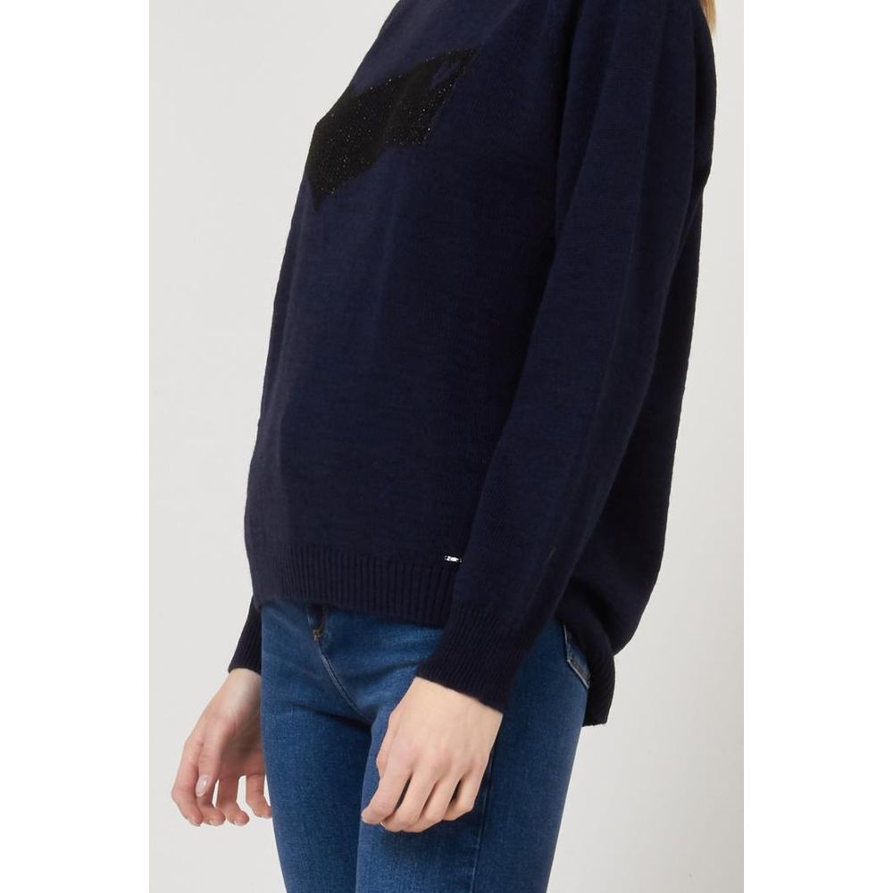 Gas Navy Blue Marabou Sweatshirt