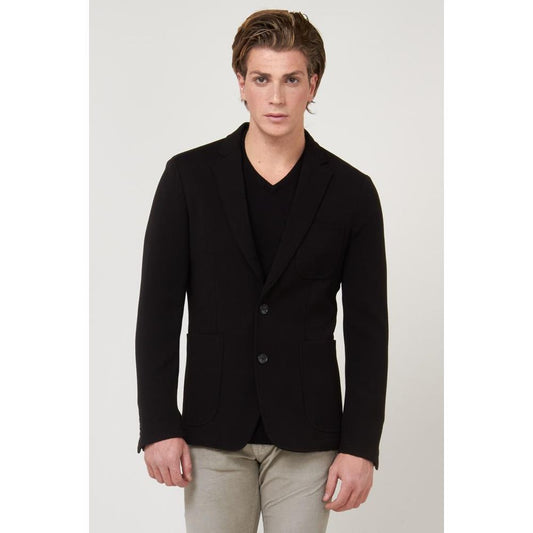 Gas Black Polyester Blazer