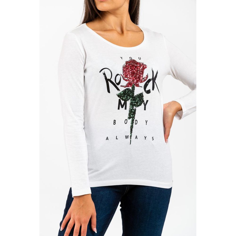 Gas White Cotton Long Sleeve T-Shirt