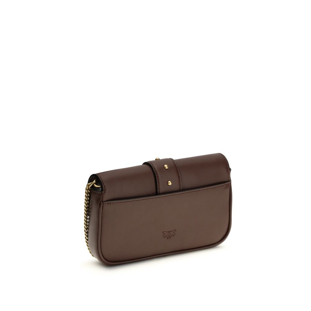 PINKO Brown Calf Leather Bos Taurus Shoulder Bag