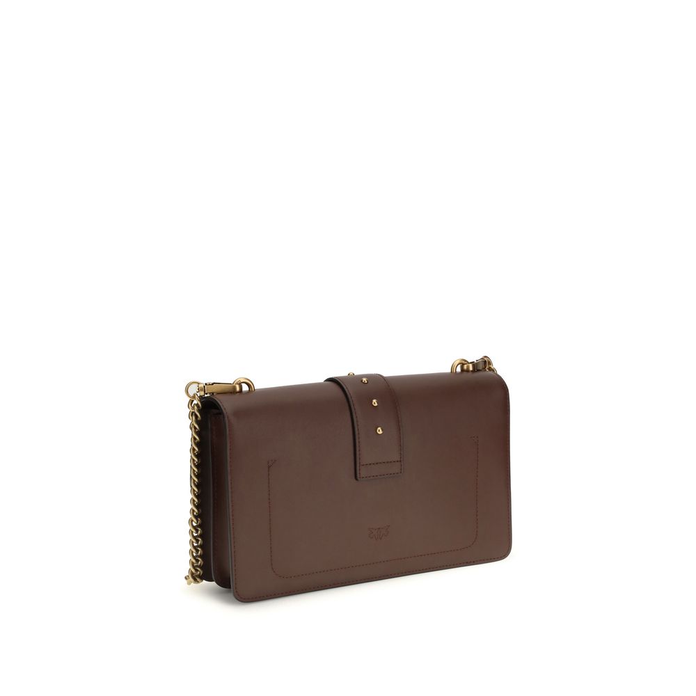 PINKO Brown Calf Leather Bos Taurus Shoulder Bag