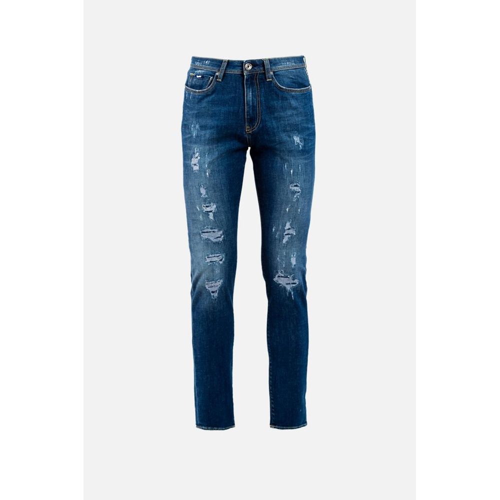 Gas Blue Cotton Slim Fit Jeans