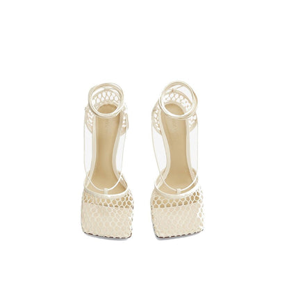 Bottega Veneta White Fabric High Heel Pumps