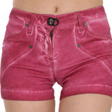 PLEIN SUD Pink Mid Waist Cotton Mini Denim Shorts