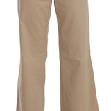 Just Cavalli Beige Mid Waist Flared Luxury Trousers