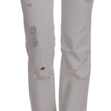 Costume National Chic White Slim Fit Cotton Jeans