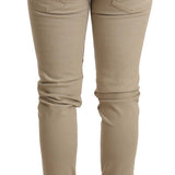 Acht Beige Cotton Slim Fit Chic Jeans