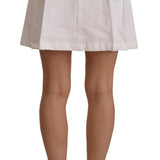 Ermanno Scervino White High Waist A-line Mini Cotton Skirt
