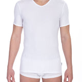 Bikkembergs White Cotton Men's V-Neck T-Shirt