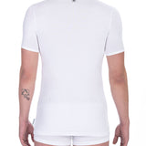 Bikkembergs White Cotton Men's V-Neck T-Shirt