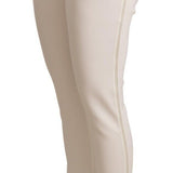 Patrizia Pepe White Polyester Mid Waist Jogger Pants