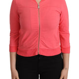 Blumarine Pink 3/4 Sleeve Zip Embellished Sweater
