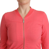 Blumarine Pink 3/4 Sleeve Zip Embellished Sweater