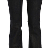John Galliano Black Washed Mid Waist Flared Denim Pants Cotton