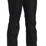 John Galliano Black Washed Mid Waist Flared Denim Pants Cotton