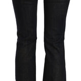John Galliano Black Washed Mid Waist Flared Denim Pants Cotton