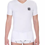 Bikkembergs White Cotton Men's V-Neck T-Shirt
