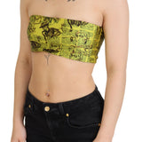 John Galliano Yellow Newspaper Print Cropped Blouse