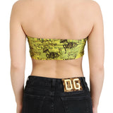 John Galliano Yellow Newspaper Print Cropped Blouse