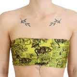 John Galliano Yellow Newspaper Print Cropped Blouse