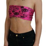 John Galliano Pink Newspaper Print Bra Cropped Blouse