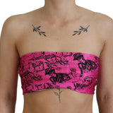 John Galliano Pink Newspaper Print Bra Cropped Blouse