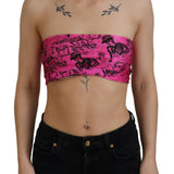 John Galliano Pink Newspaper Print Bra Cropped Blouse
